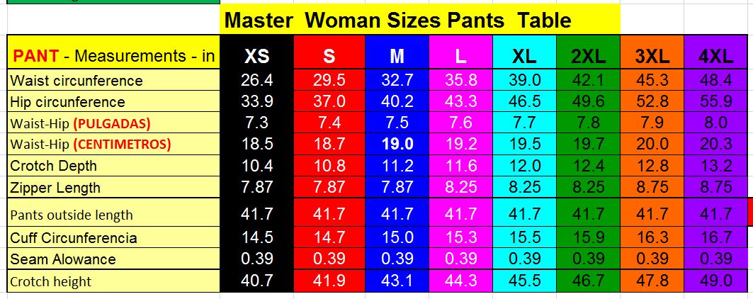 women jeans measurement